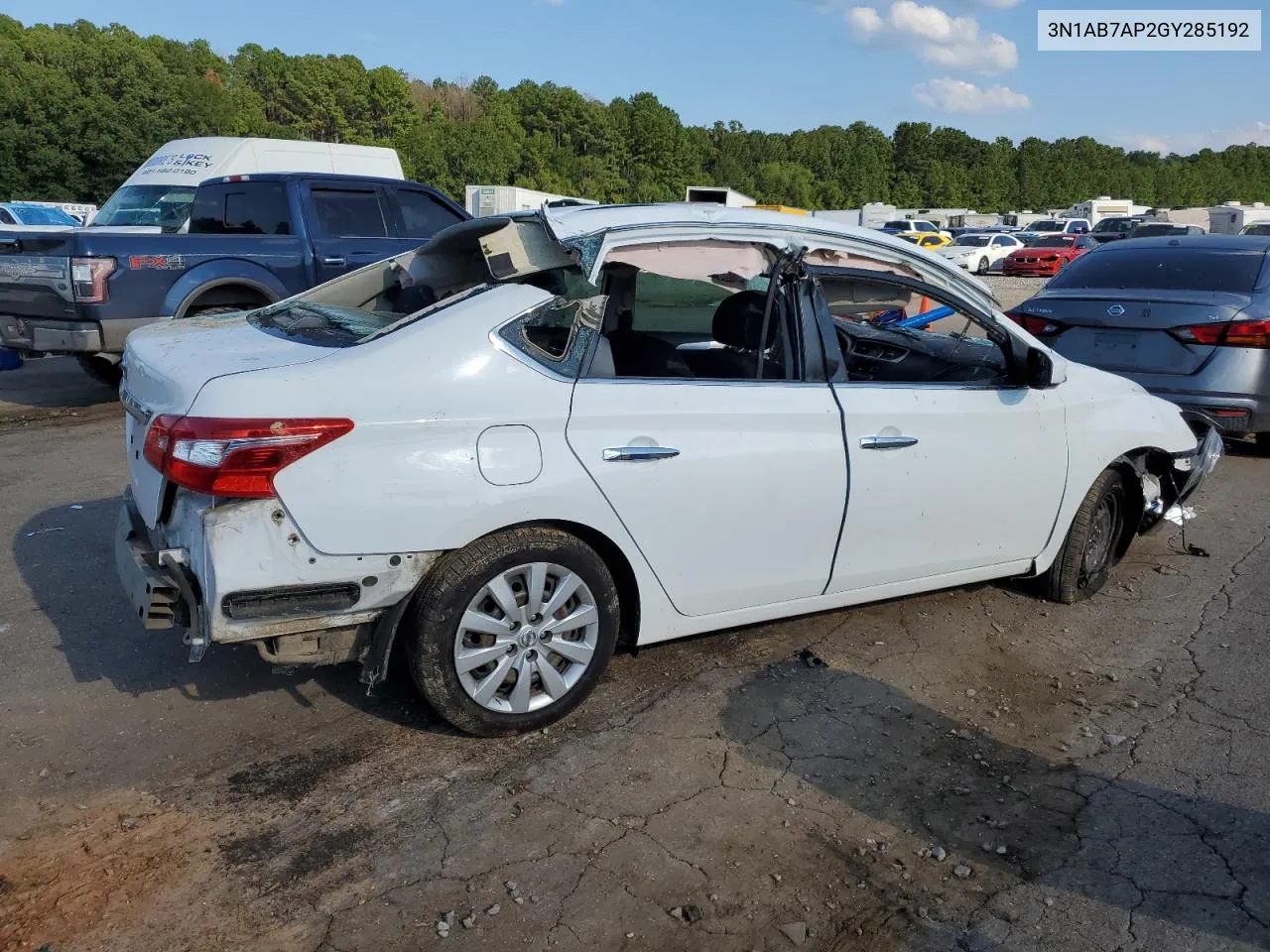 2016 Nissan Sentra S VIN: 3N1AB7AP2GY285192 Lot: 70970364