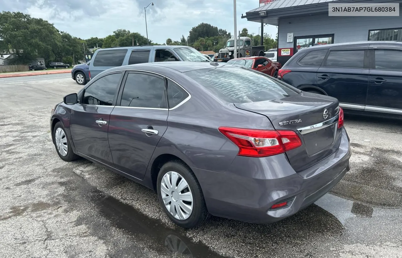 2016 Nissan Sentra S VIN: 3N1AB7AP7GL680384 Lot: 71819104