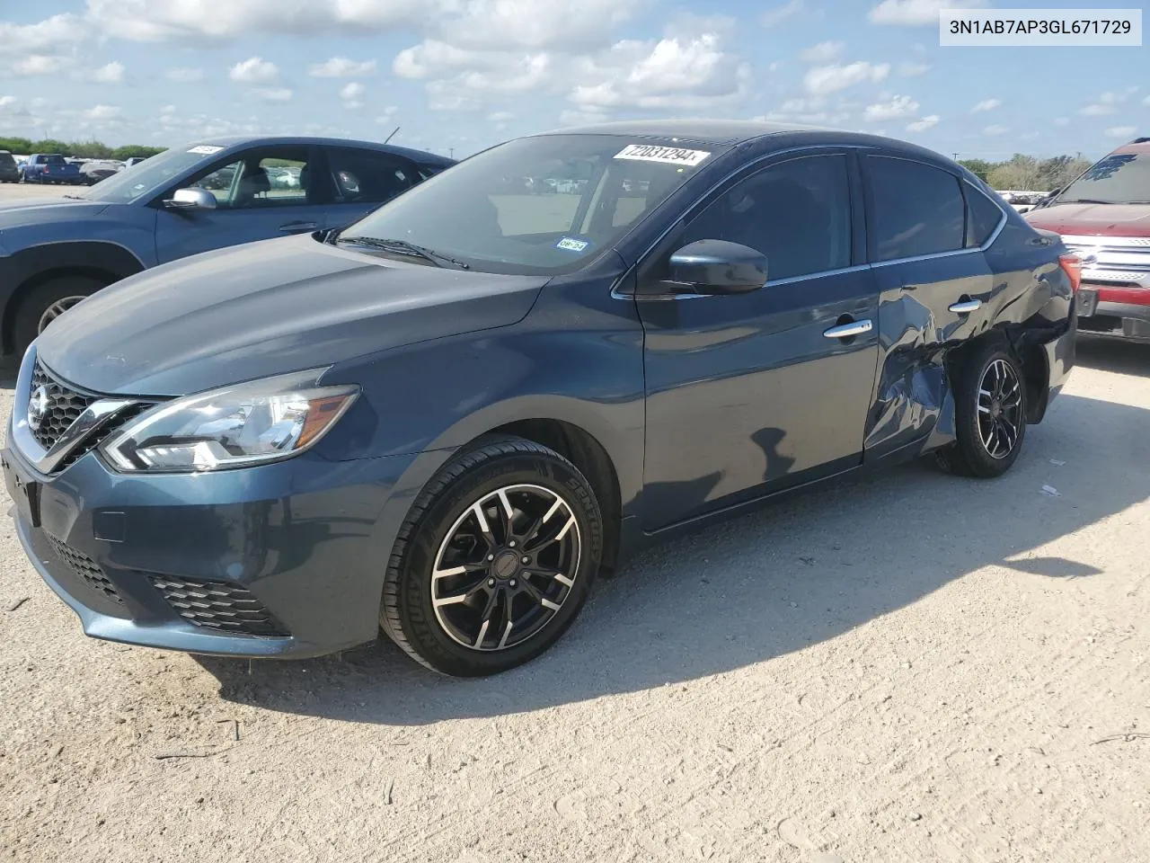 3N1AB7AP3GL671729 2016 Nissan Sentra S