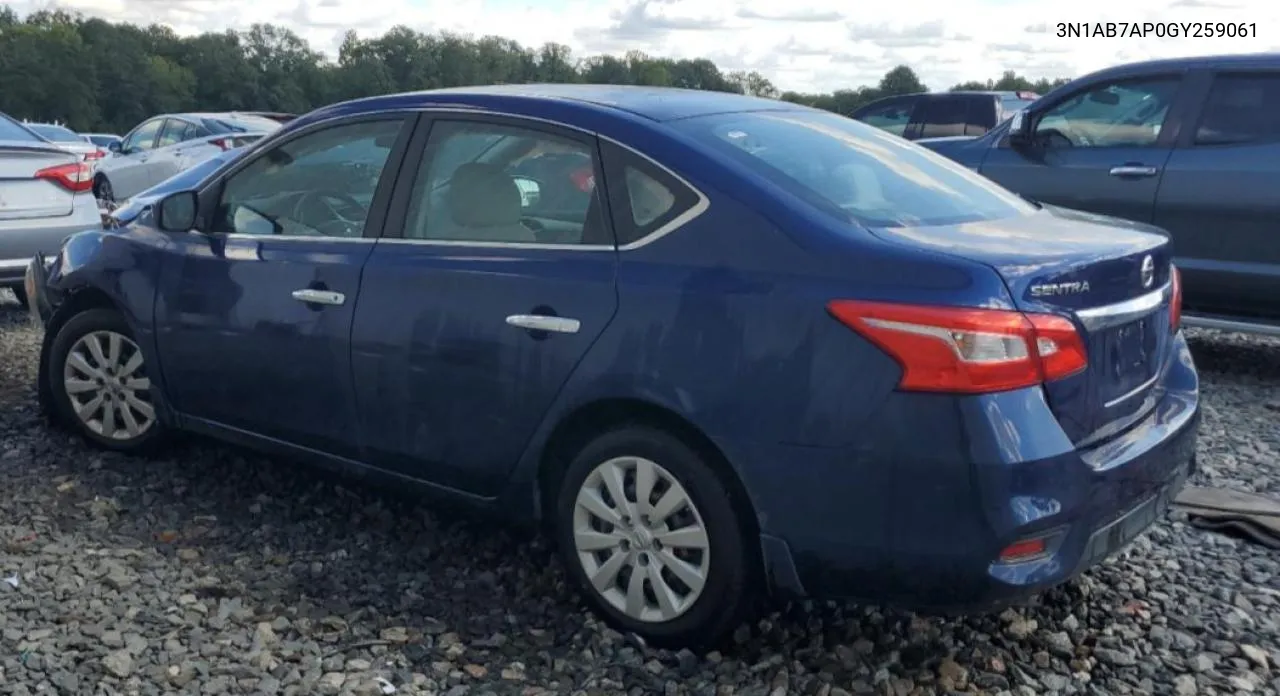 2016 Nissan Sentra S VIN: 3N1AB7AP0GY259061 Lot: 72152924