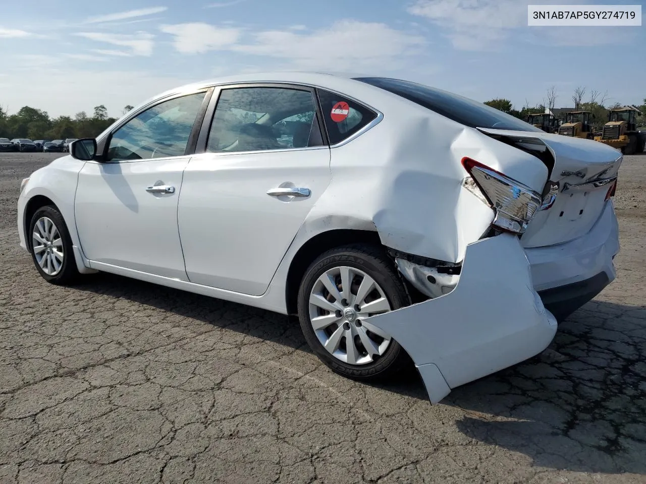 2016 Nissan Sentra S VIN: 3N1AB7AP5GY274719 Lot: 72165054