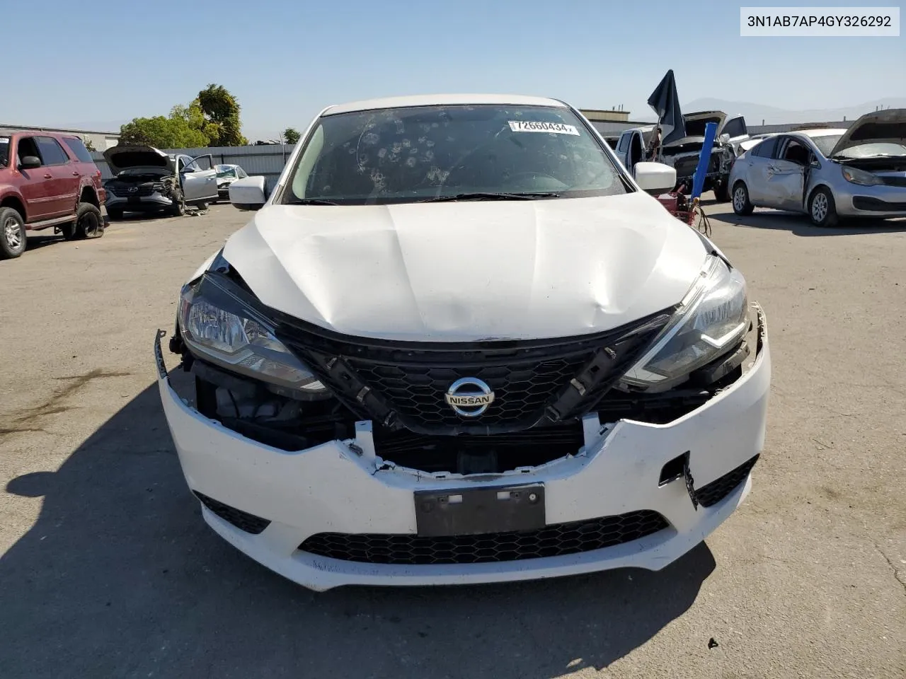 2016 Nissan Sentra S VIN: 3N1AB7AP4GY326292 Lot: 72660434