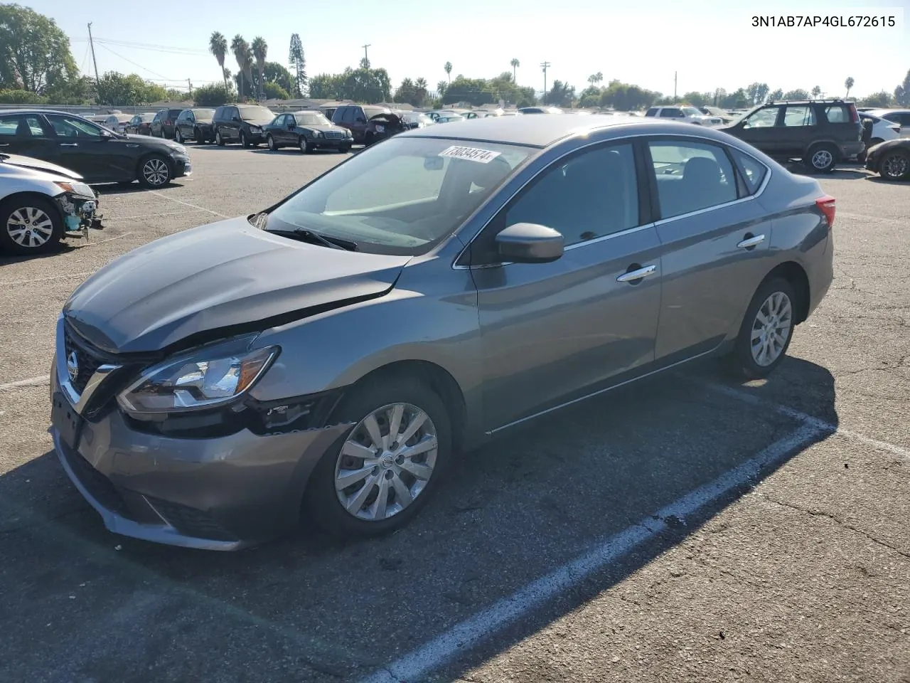 2016 Nissan Sentra S VIN: 3N1AB7AP4GL672615 Lot: 73034574