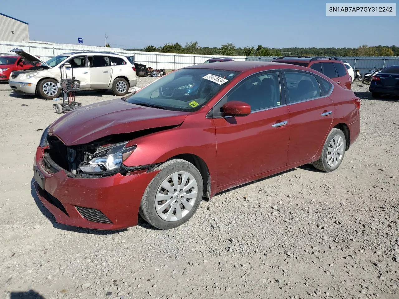 2016 Nissan Sentra S VIN: 3N1AB7AP7GY312242 Lot: 73475334