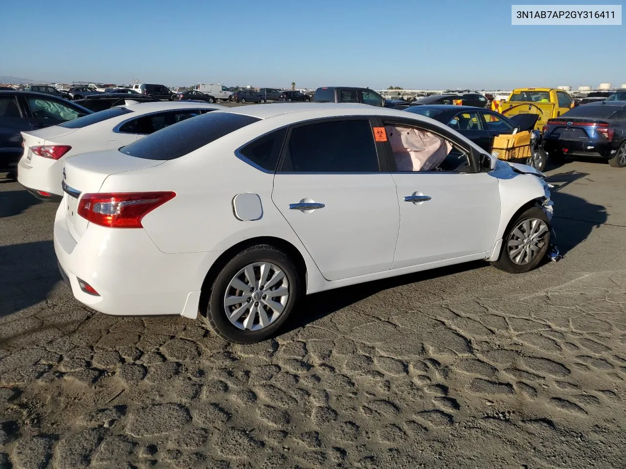 2016 Nissan Sentra S VIN: 3N1AB7AP2GY316411 Lot: 73536364