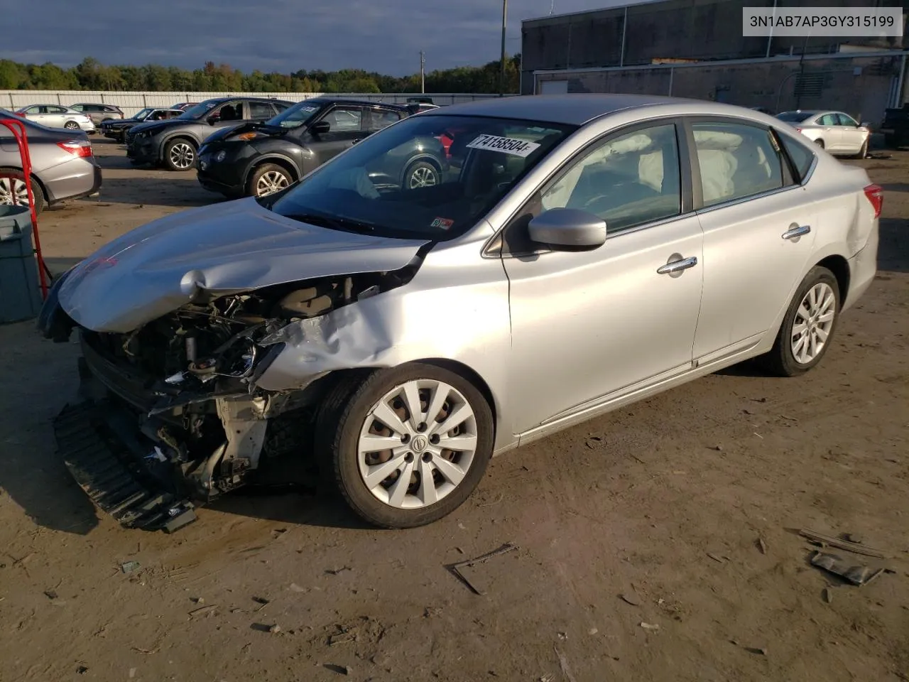 2016 Nissan Sentra S VIN: 3N1AB7AP3GY315199 Lot: 74158504