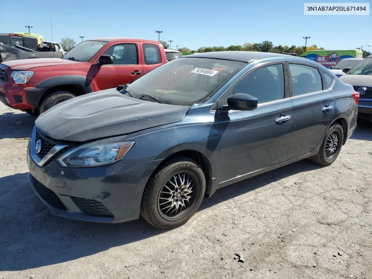 2016 Nissan Sentra S VIN: 3N1AB7AP2GL671494 Lot: 74264884