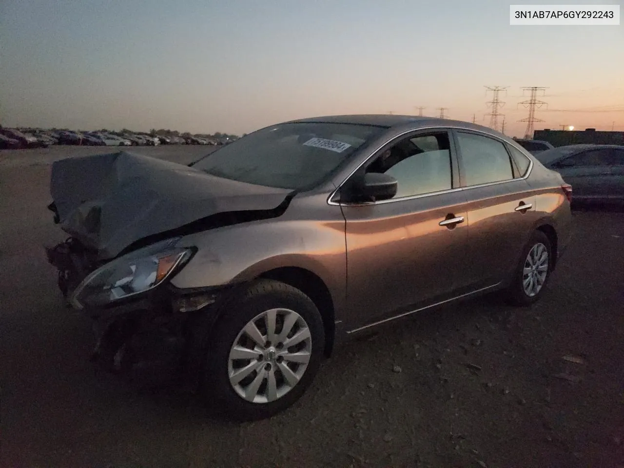 2016 Nissan Sentra S VIN: 3N1AB7AP6GY292243 Lot: 75199984