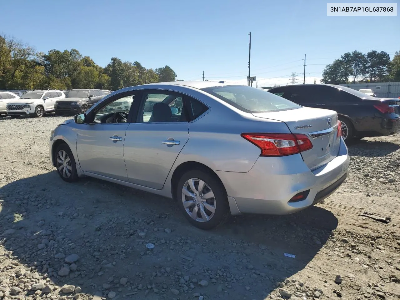 2016 Nissan Sentra S VIN: 3N1AB7AP1GL637868 Lot: 75687824