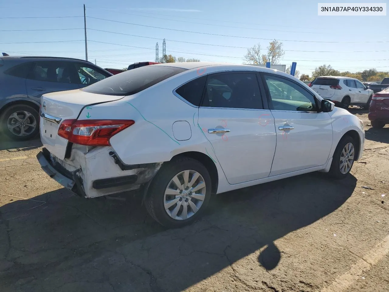 2016 Nissan Sentra S VIN: 3N1AB7AP4GY334330 Lot: 76082784