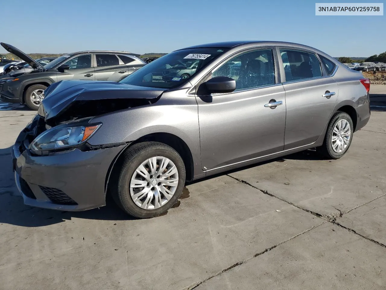 2016 Nissan Sentra S VIN: 3N1AB7AP6GY259758 Lot: 76755414