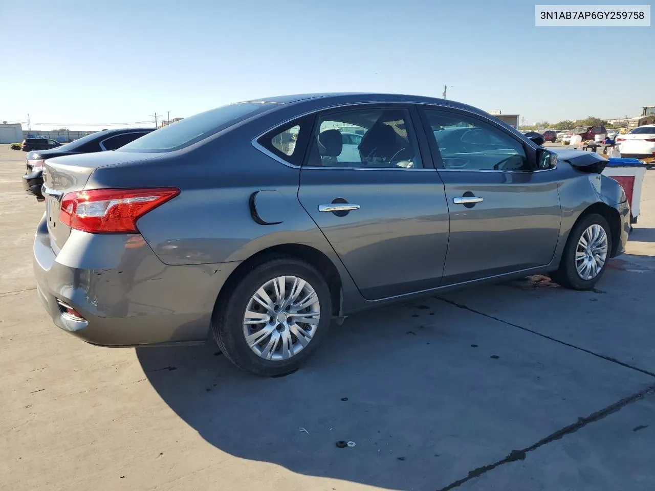 2016 Nissan Sentra S VIN: 3N1AB7AP6GY259758 Lot: 76755414