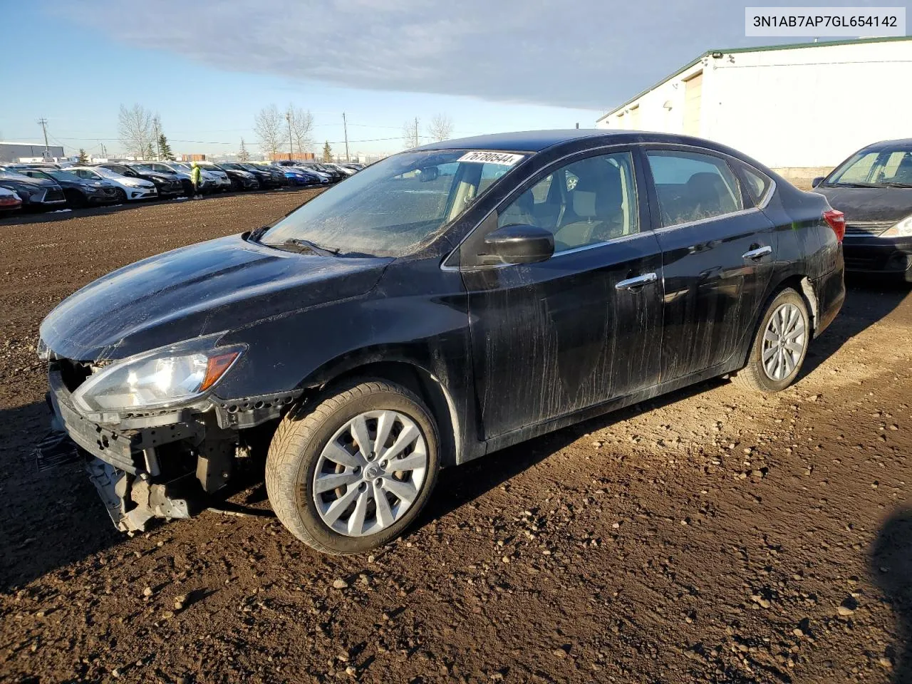 2016 Nissan Sentra S VIN: 3N1AB7AP7GL654142 Lot: 76780544