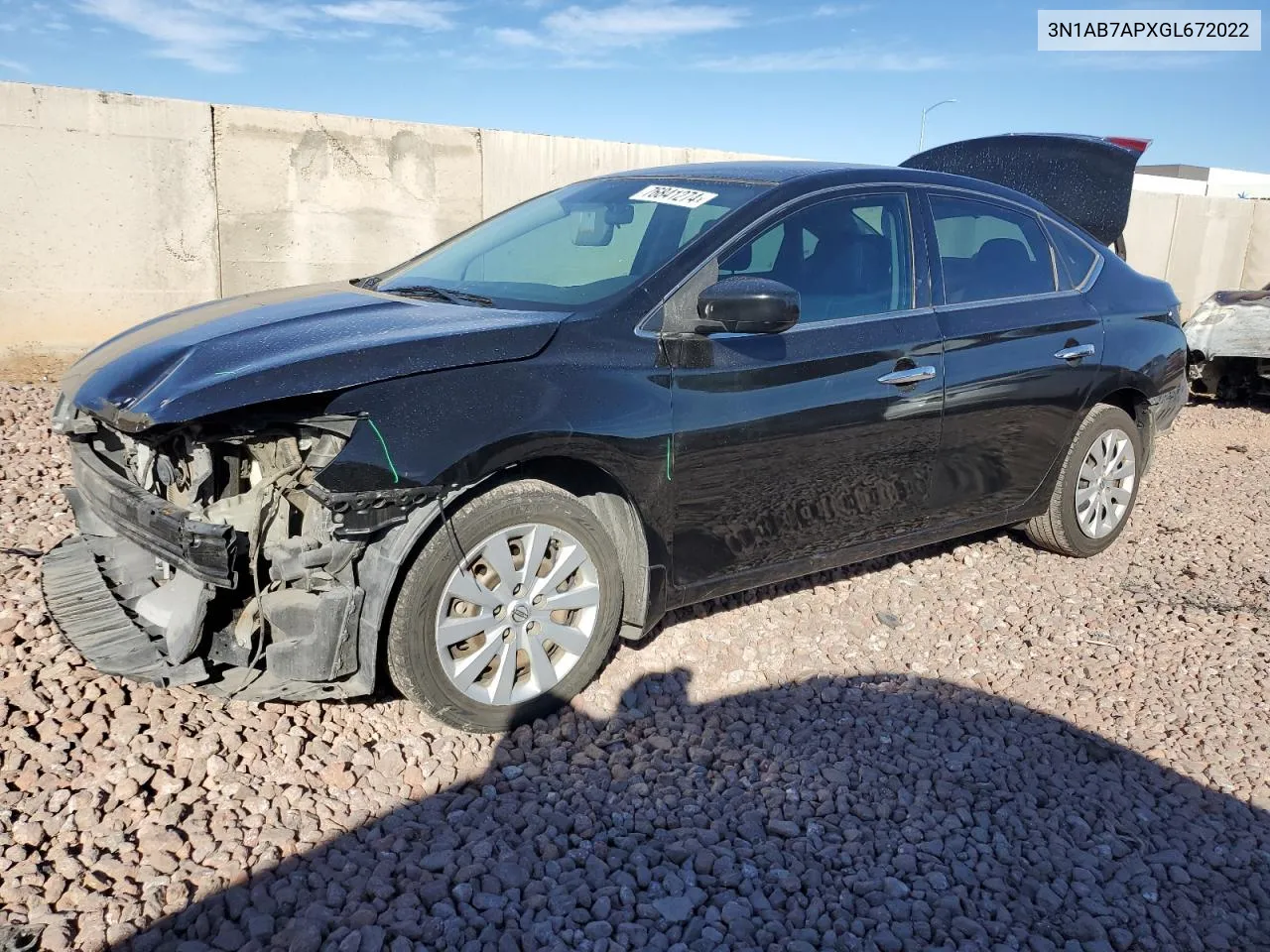 2016 Nissan Sentra S VIN: 3N1AB7APXGL672022 Lot: 76841274