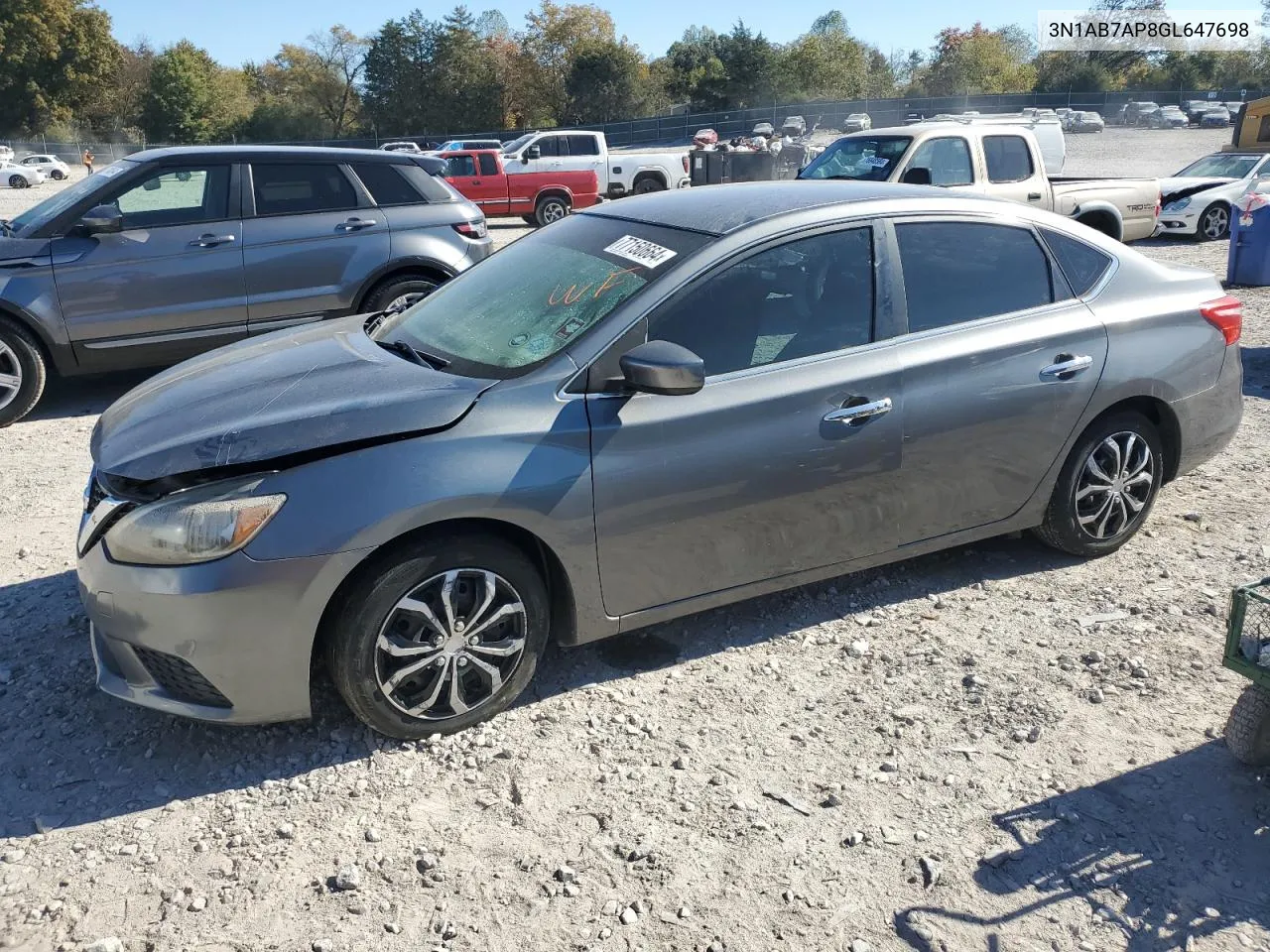 2016 Nissan Sentra S VIN: 3N1AB7AP8GL647698 Lot: 77150664