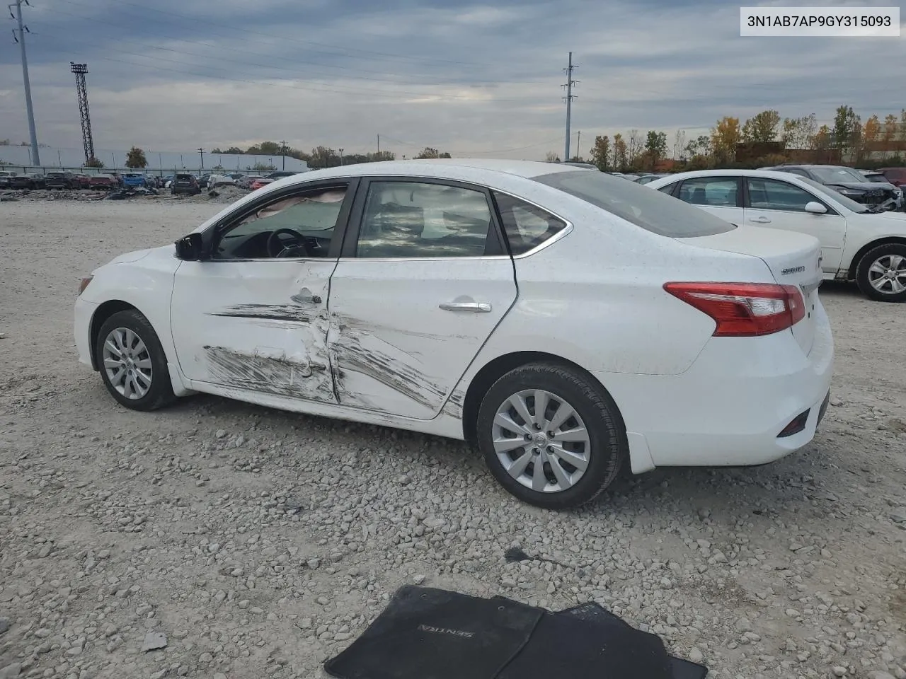 2016 Nissan Sentra S VIN: 3N1AB7AP9GY315093 Lot: 77564554