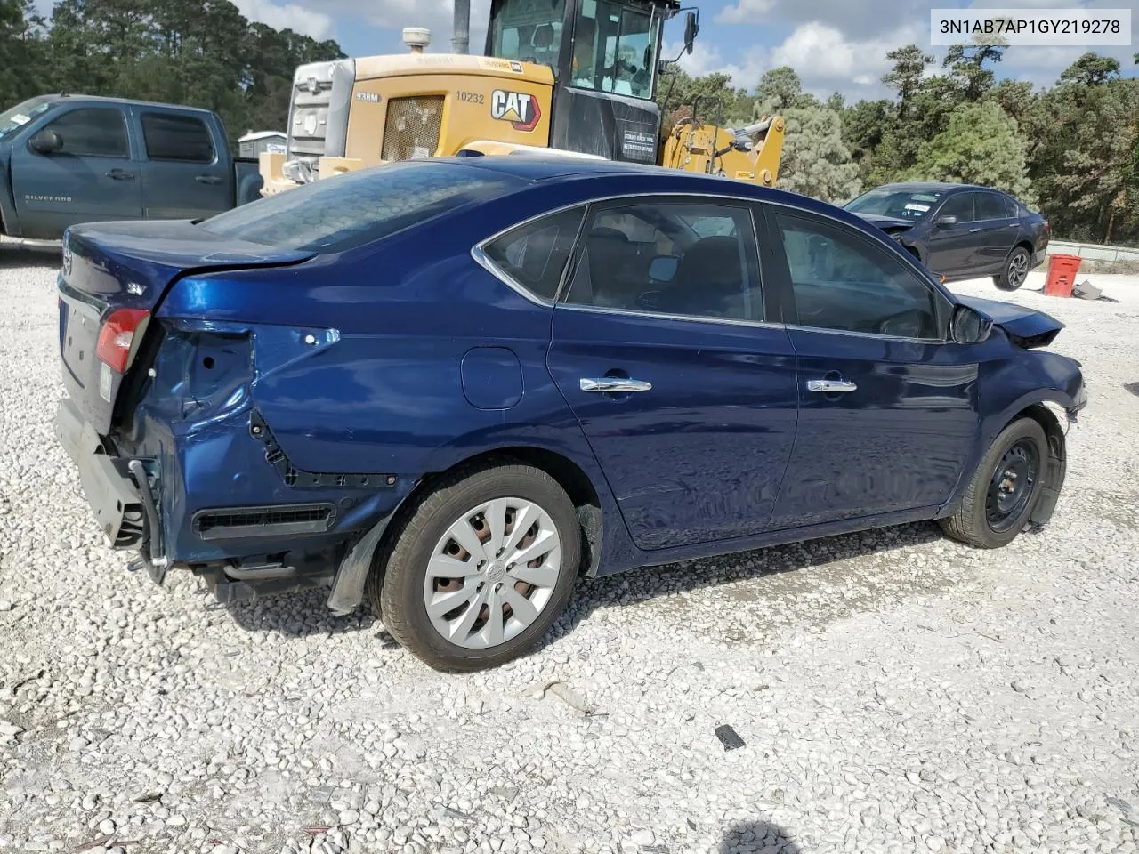 2016 Nissan Sentra S VIN: 3N1AB7AP1GY219278 Lot: 77838004