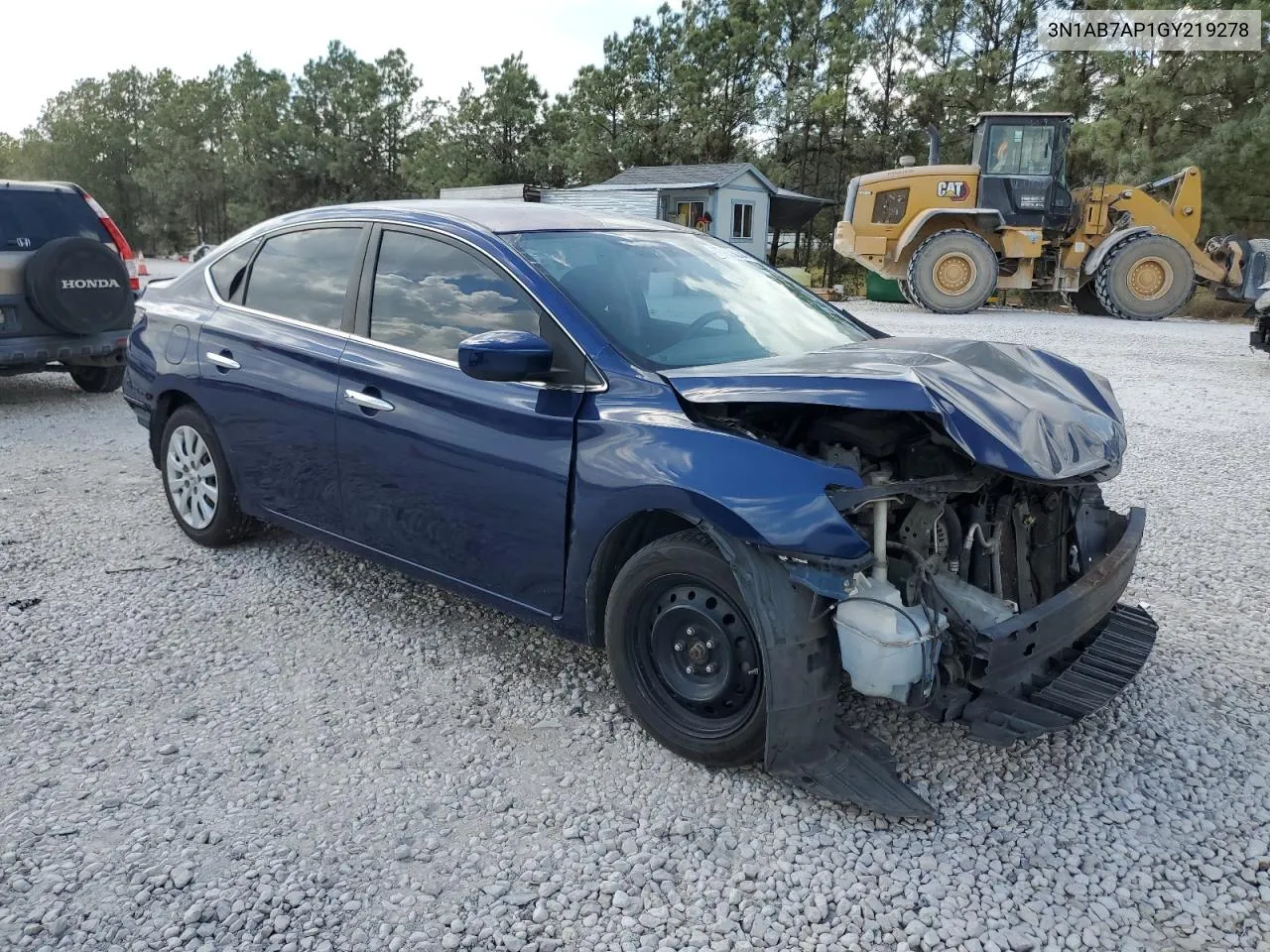 2016 Nissan Sentra S VIN: 3N1AB7AP1GY219278 Lot: 77838004