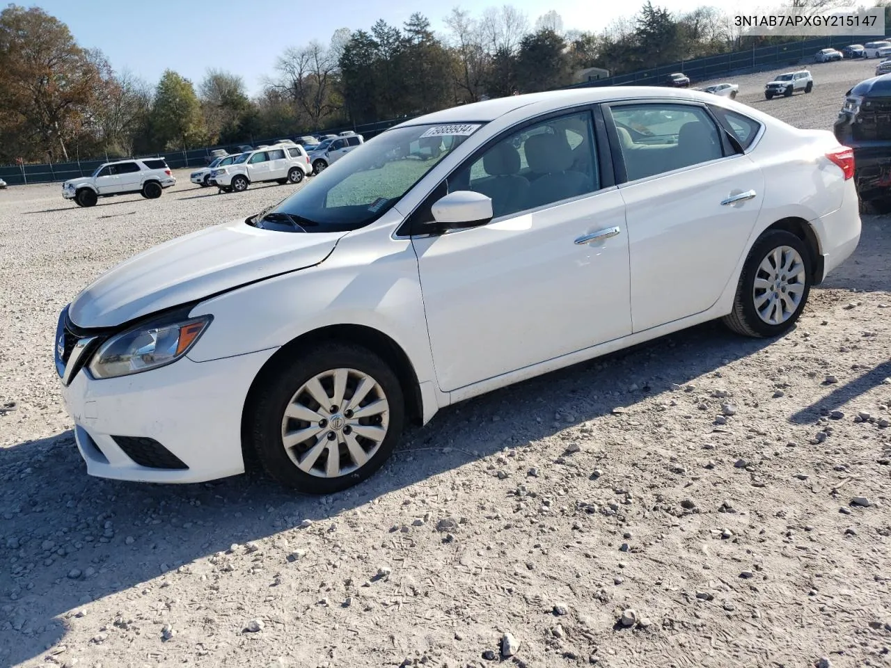 2016 Nissan Sentra S VIN: 3N1AB7APXGY215147 Lot: 79889934