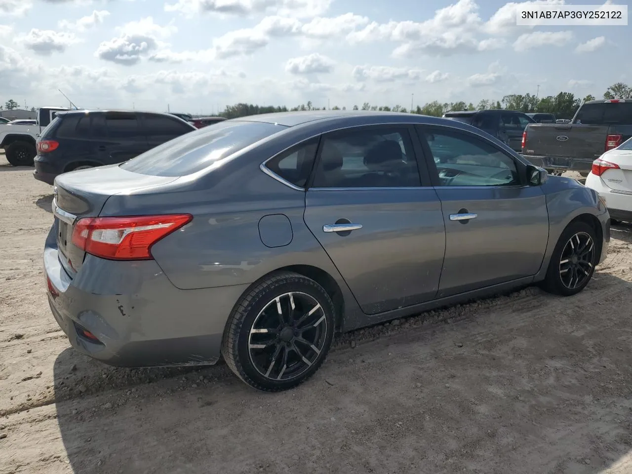 2016 Nissan Sentra S VIN: 3N1AB7AP3GY252122 Lot: 80025294