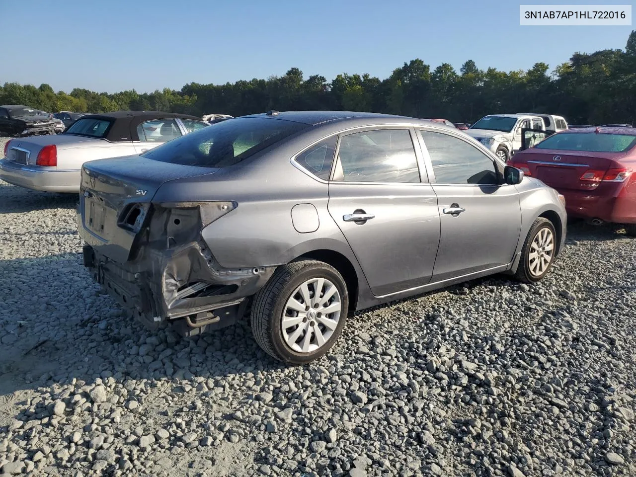 2017 Nissan Sentra S VIN: 3N1AB7AP1HL722016 Lot: 68548404