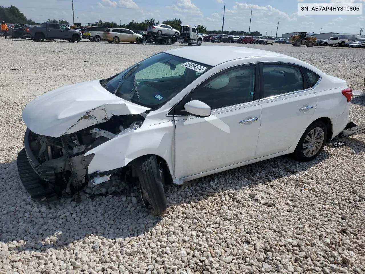 2017 Nissan Sentra S VIN: 3N1AB7AP4HY310806 Lot: 69296374