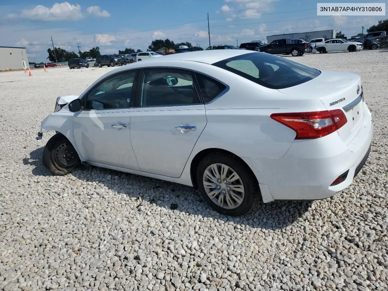 2017 Nissan Sentra S VIN: 3N1AB7AP4HY310806 Lot: 69296374