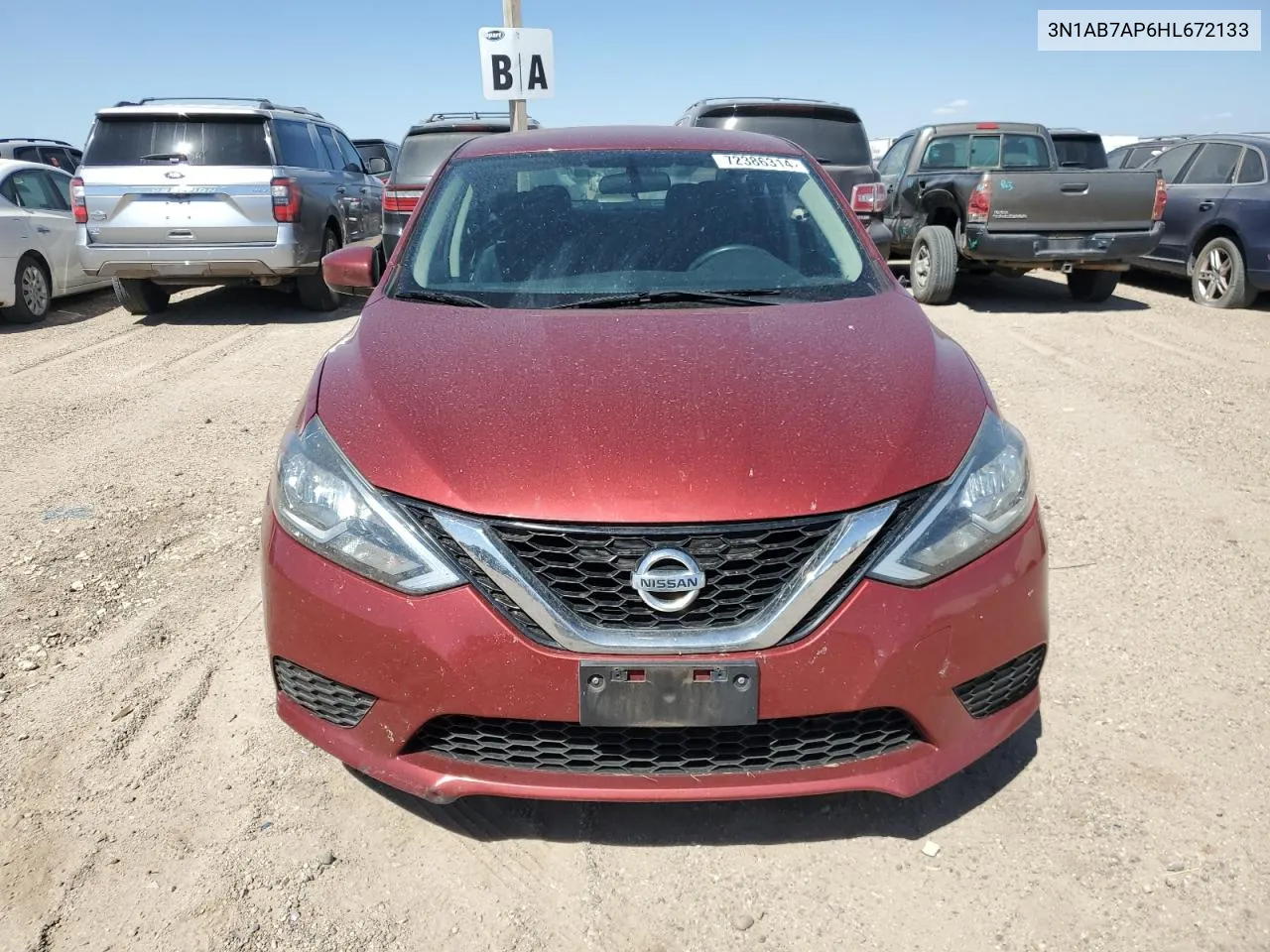 2017 Nissan Sentra S VIN: 3N1AB7AP6HL672133 Lot: 72386314