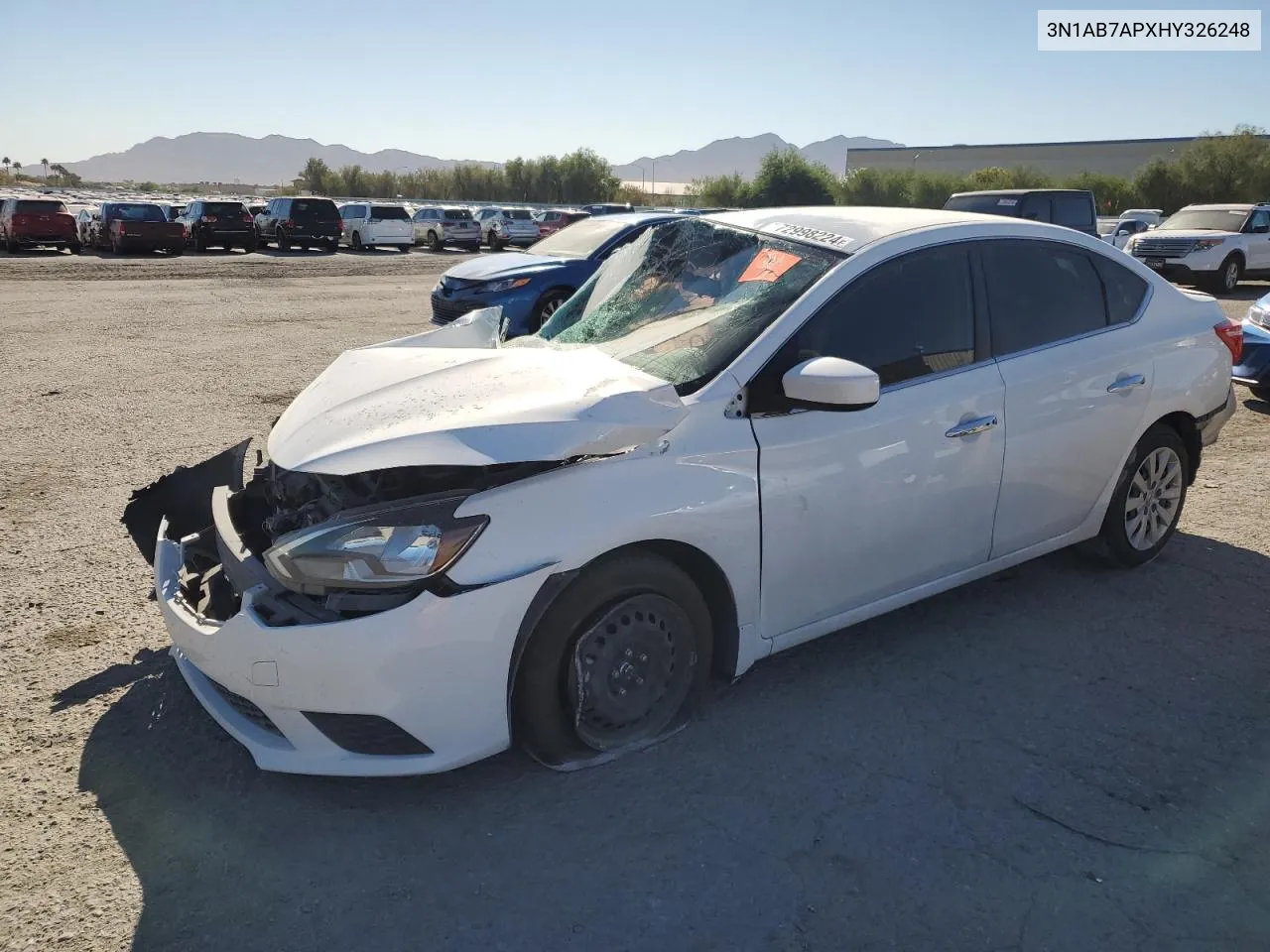 2017 Nissan Sentra S VIN: 3N1AB7APXHY326248 Lot: 72998224