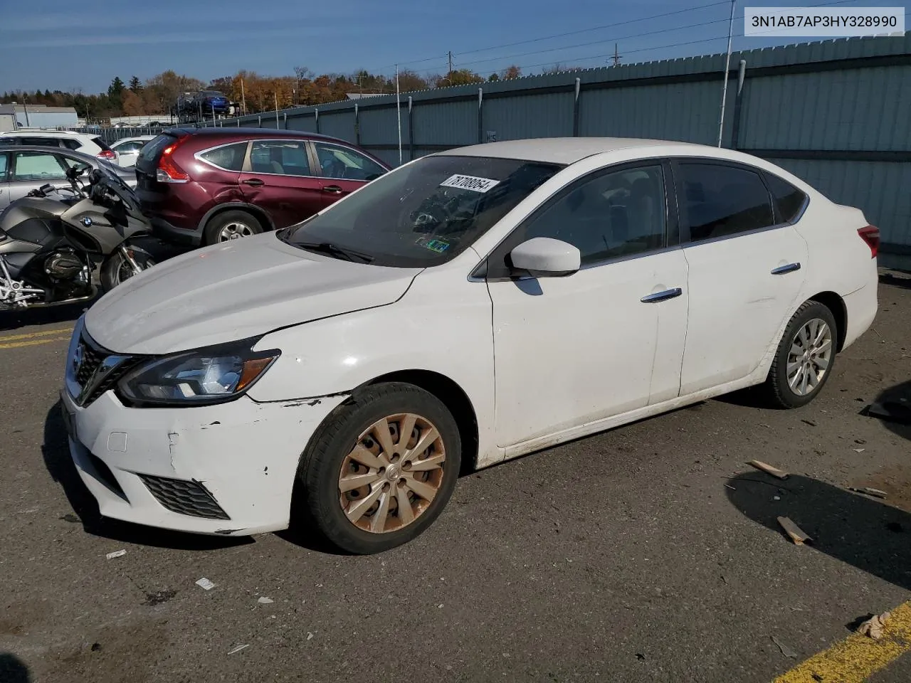 2017 Nissan Sentra S VIN: 3N1AB7AP3HY328990 Lot: 78708064