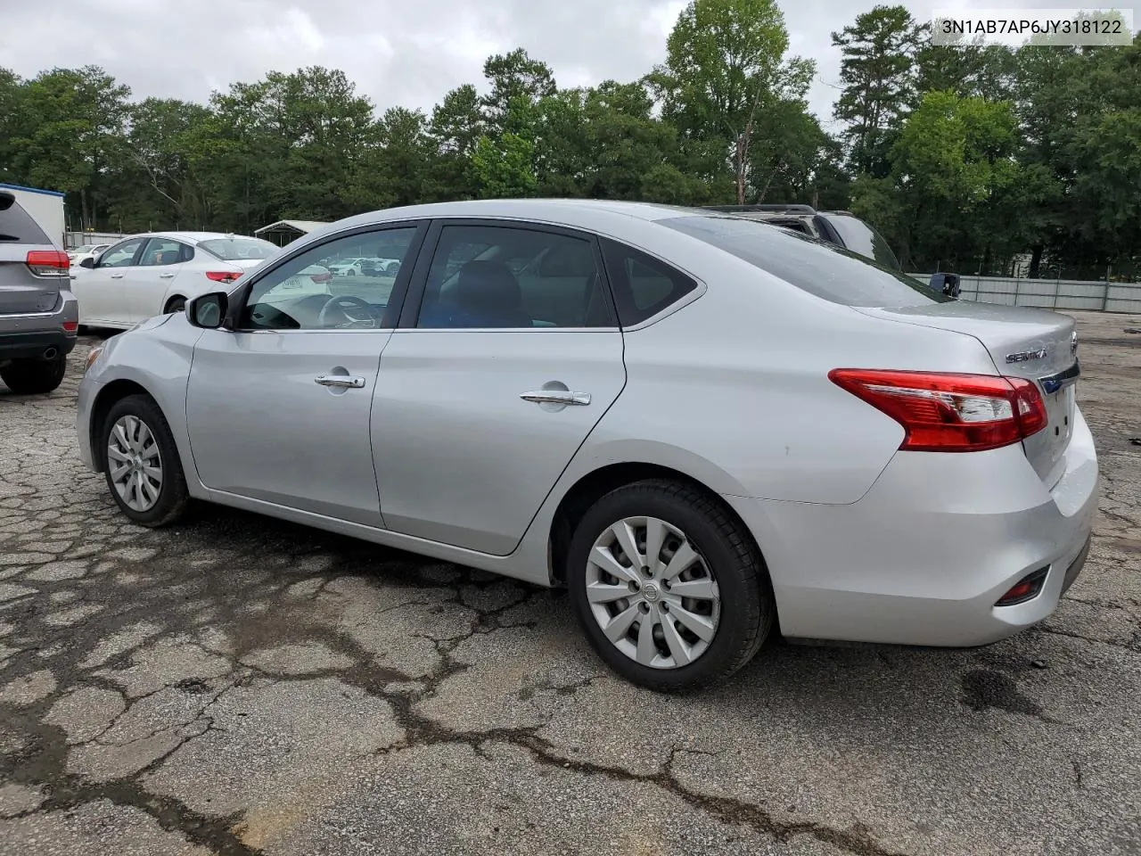 2018 Nissan Sentra S VIN: 3N1AB7AP6JY318122 Lot: 64603334