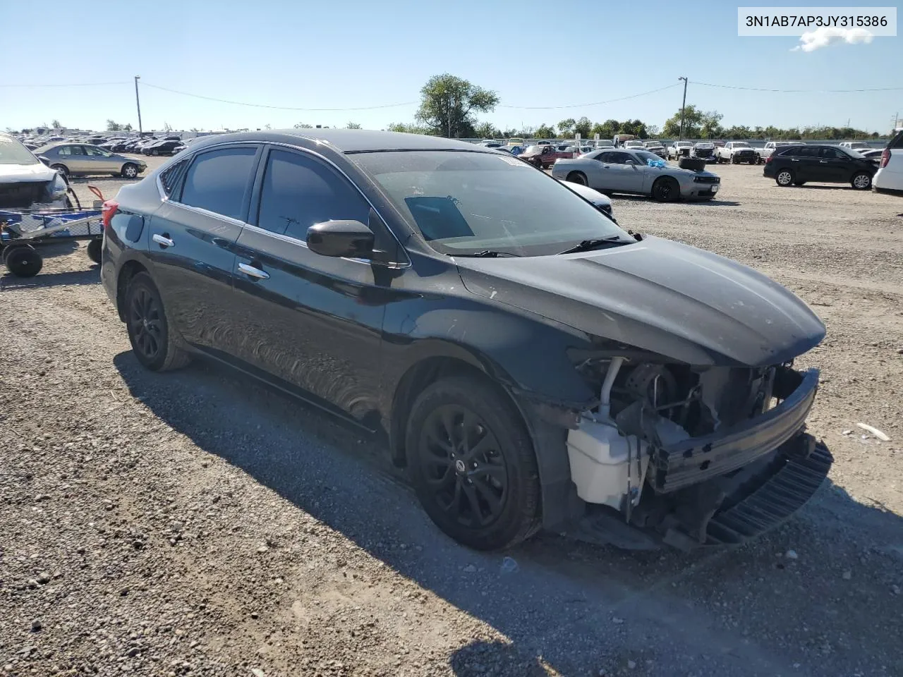 2018 Nissan Sentra S VIN: 3N1AB7AP3JY315386 Lot: 72944034