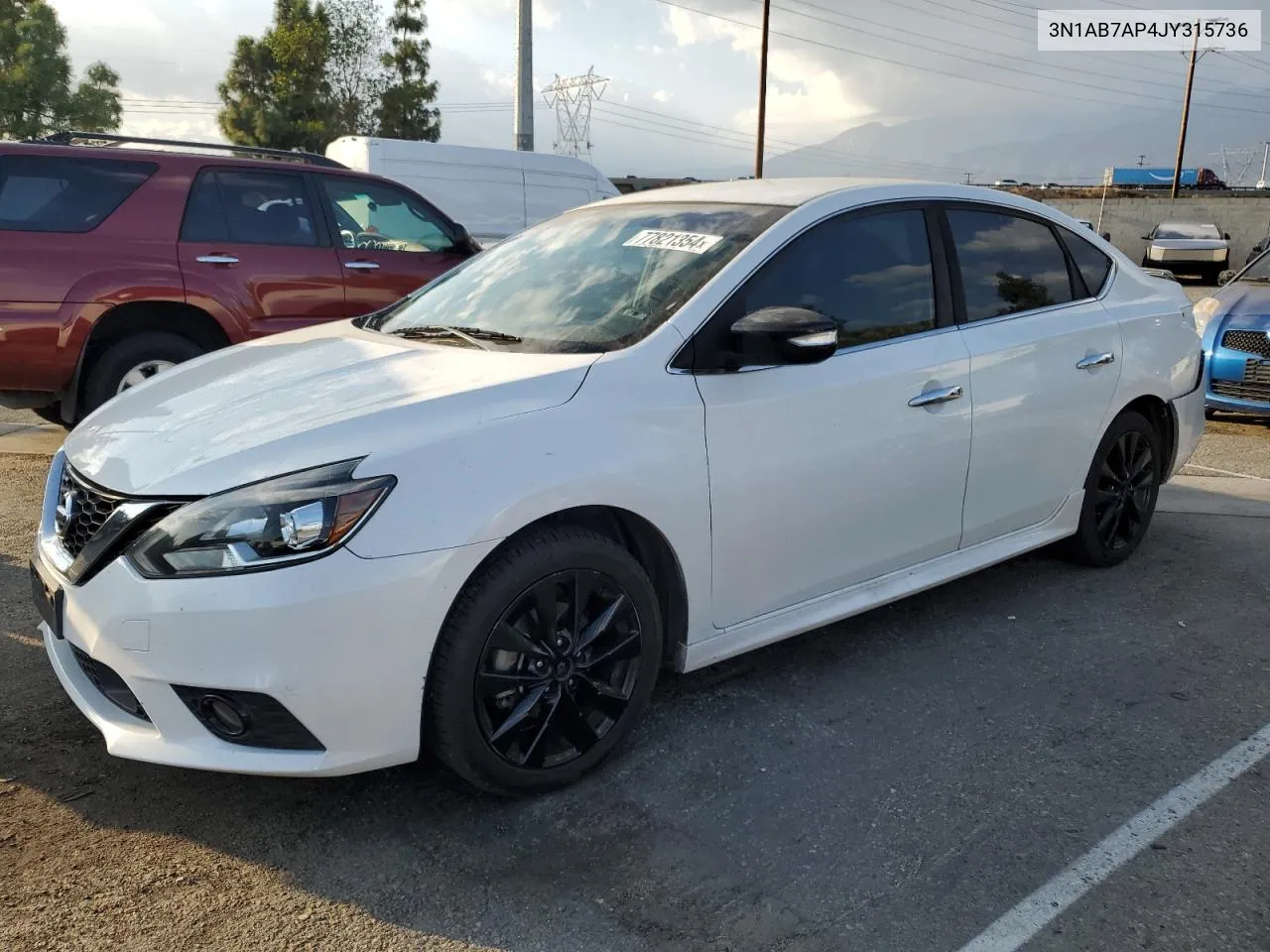 2018 Nissan Sentra S VIN: 3N1AB7AP4JY315736 Lot: 77821354