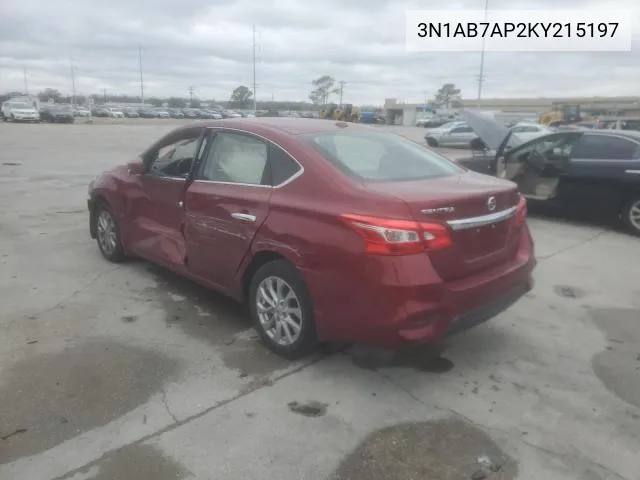 2019 Nissan Sentra S VIN: 3N1AB7AP2KY215197 Lot: 58961394