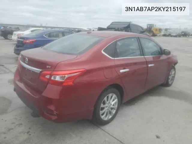 2019 Nissan Sentra S VIN: 3N1AB7AP2KY215197 Lot: 58961394