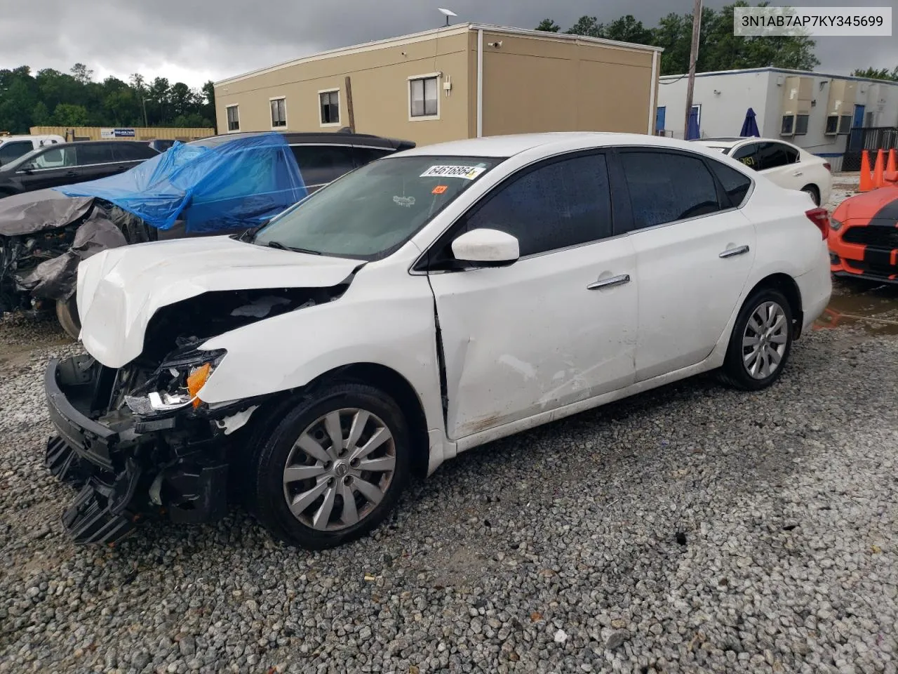 2019 Nissan Sentra S VIN: 3N1AB7AP7KY345699 Lot: 64616864