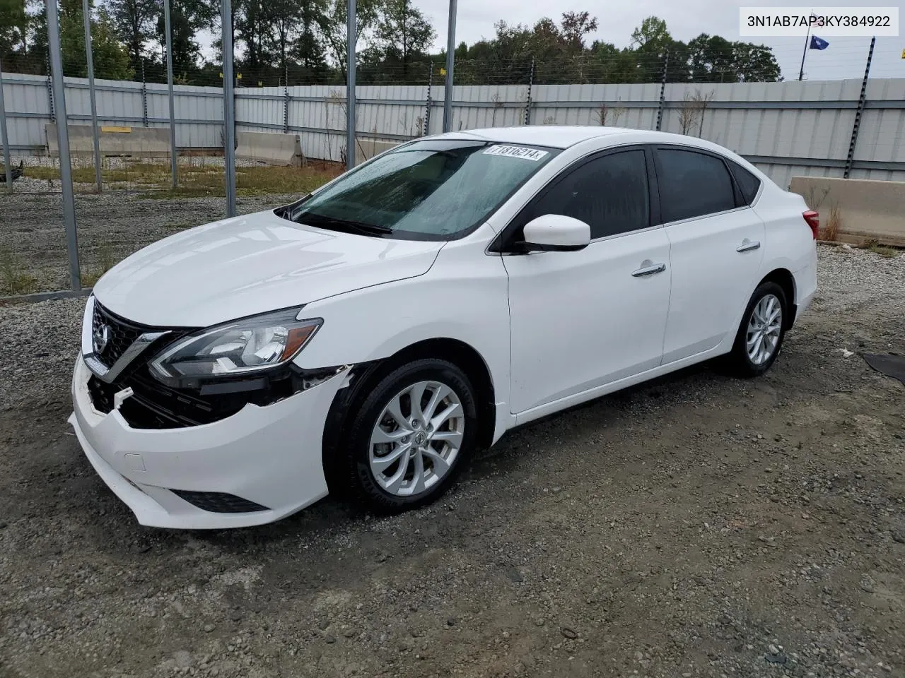 2019 Nissan Sentra S VIN: 3N1AB7AP3KY384922 Lot: 71816214