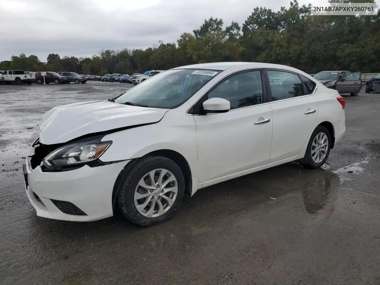 2019 Nissan Sentra S VIN: 3N1AB7APXKY260761 Lot: 72099994