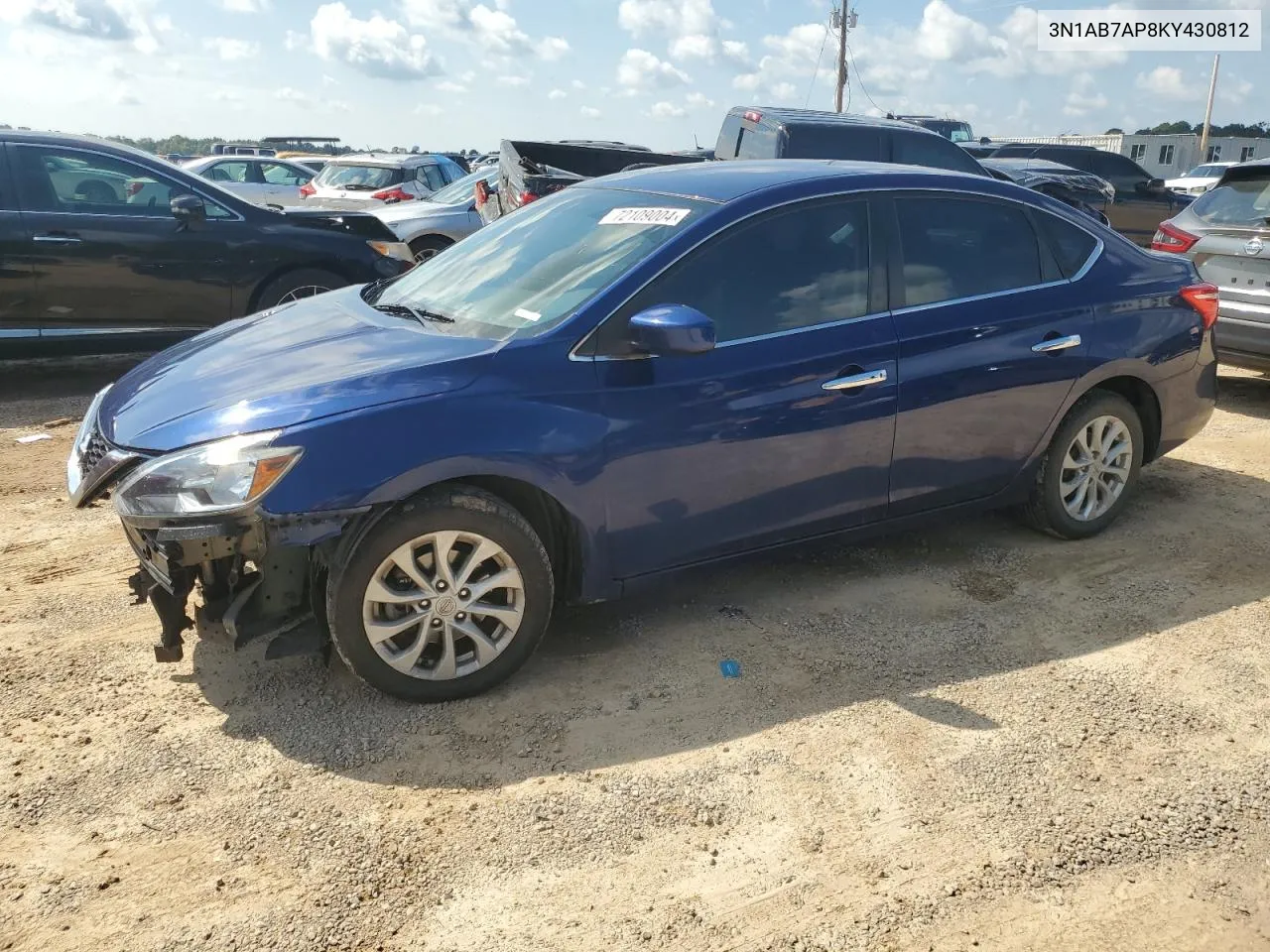 2019 Nissan Sentra S VIN: 3N1AB7AP8KY430812 Lot: 72109004