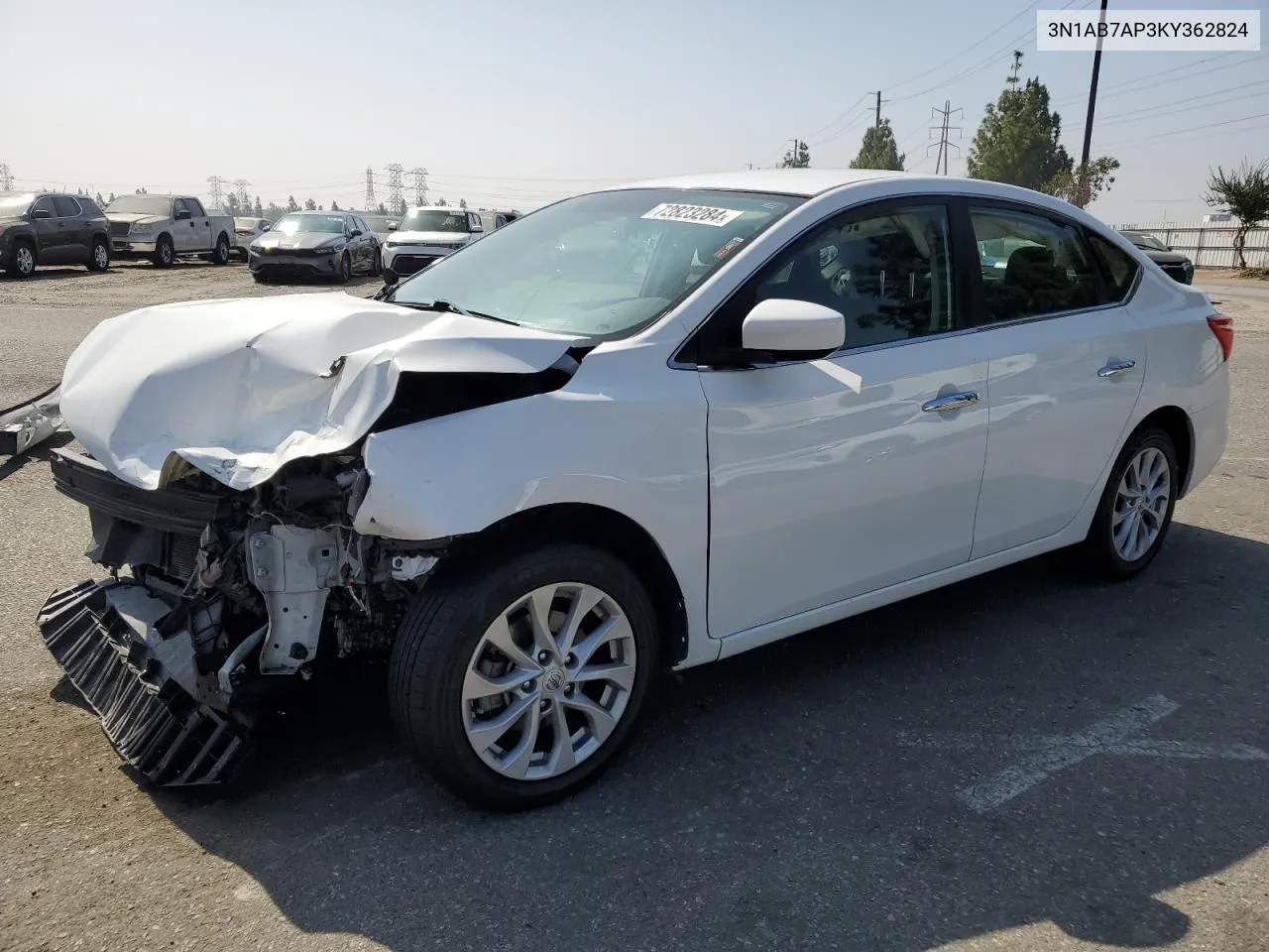 2019 Nissan Sentra S VIN: 3N1AB7AP3KY362824 Lot: 72823284