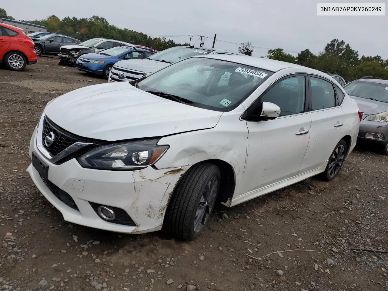 2019 Nissan Sentra S VIN: 3N1AB7AP0KY260249 Lot: 72934034