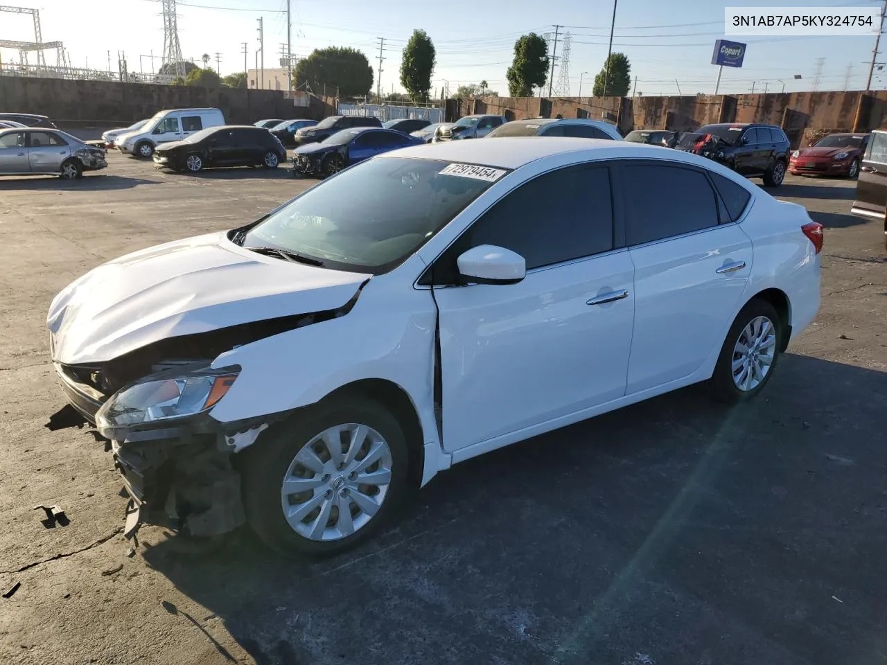 2019 Nissan Sentra S VIN: 3N1AB7AP5KY324754 Lot: 72979454