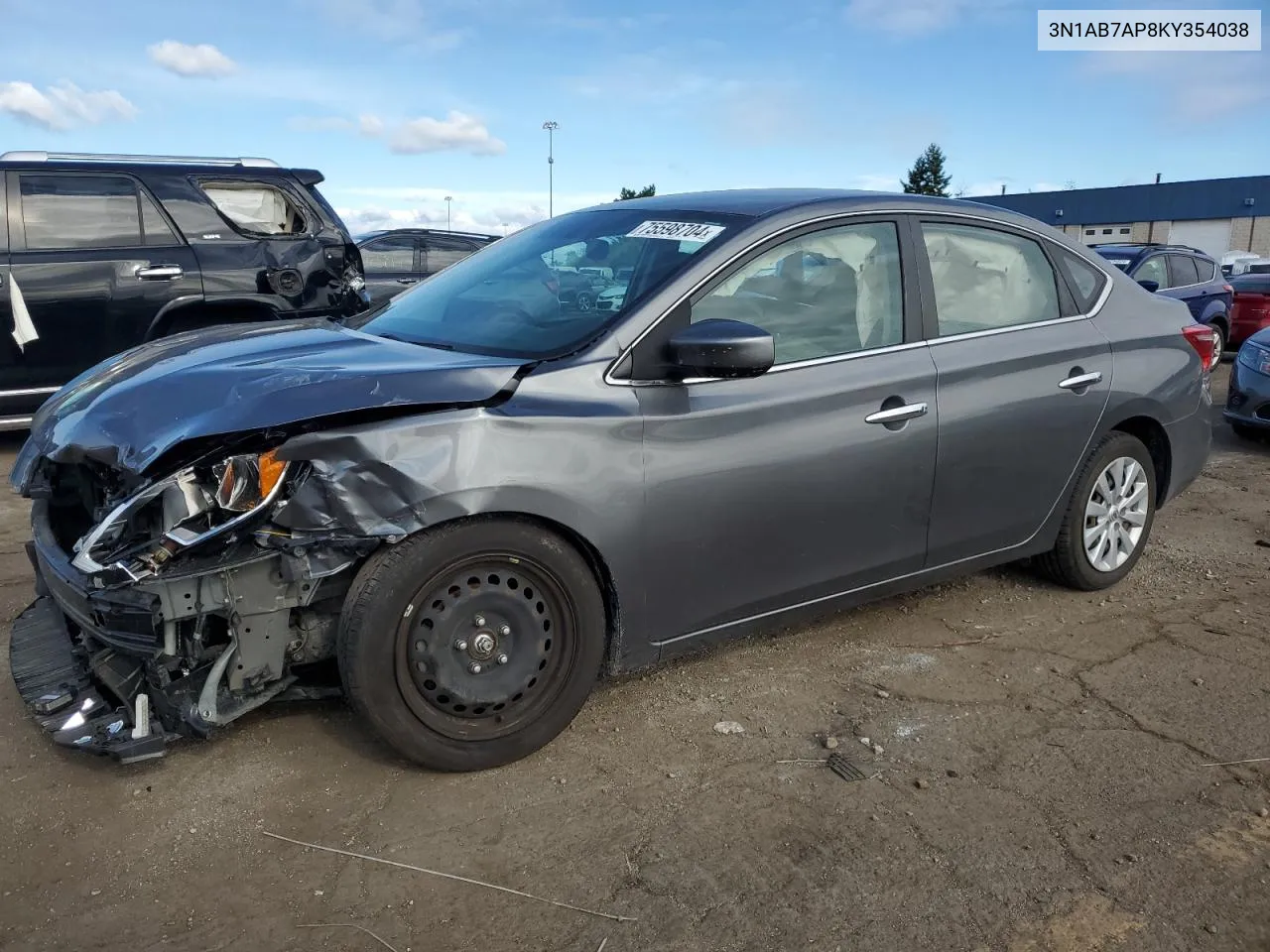 2019 Nissan Sentra S VIN: 3N1AB7AP8KY354038 Lot: 75598704