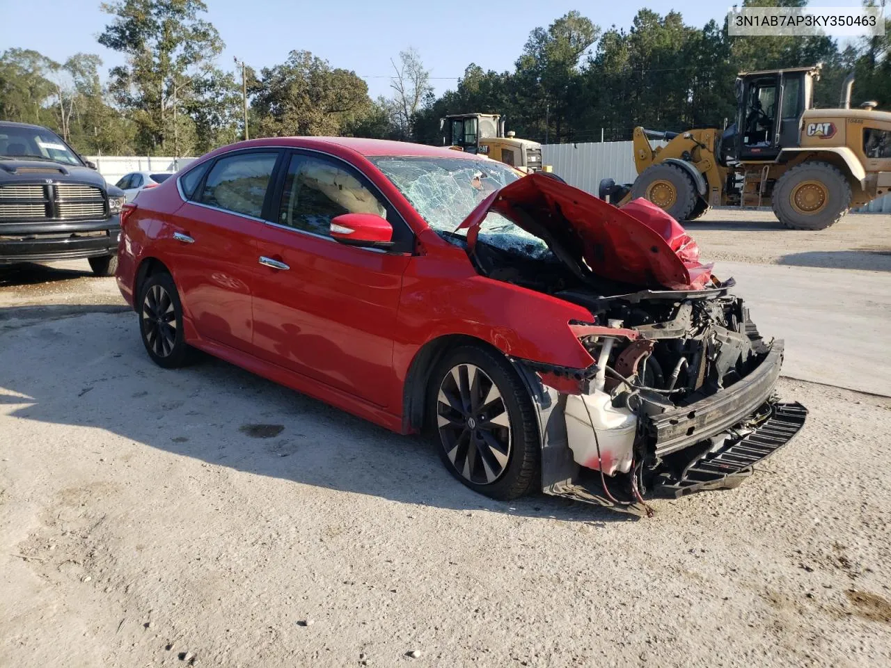 2019 Nissan Sentra S VIN: 3N1AB7AP3KY350463 Lot: 75801384