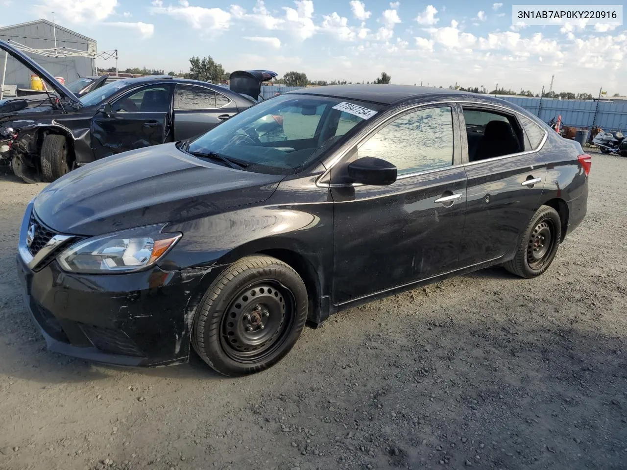 2019 Nissan Sentra S VIN: 3N1AB7AP0KY220916 Lot: 77047754