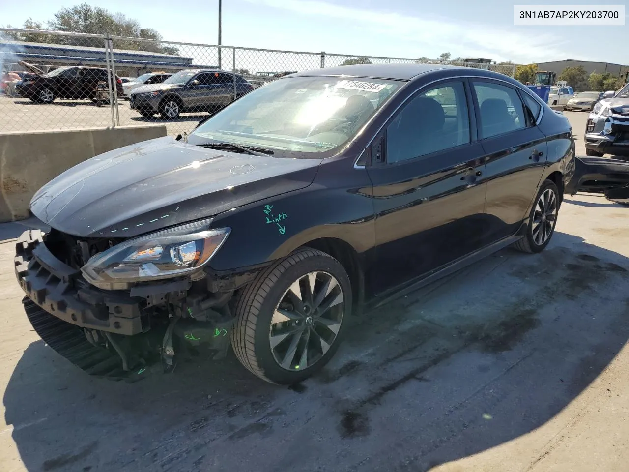 2019 Nissan Sentra S VIN: 3N1AB7AP2KY203700 Lot: 77546284