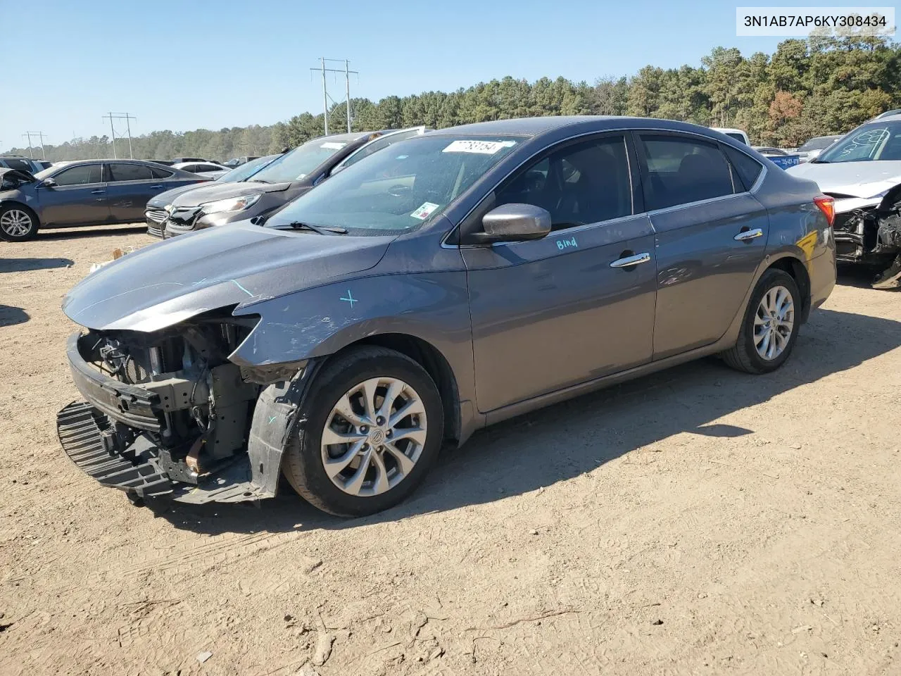 2019 Nissan Sentra S VIN: 3N1AB7AP6KY308434 Lot: 77783154