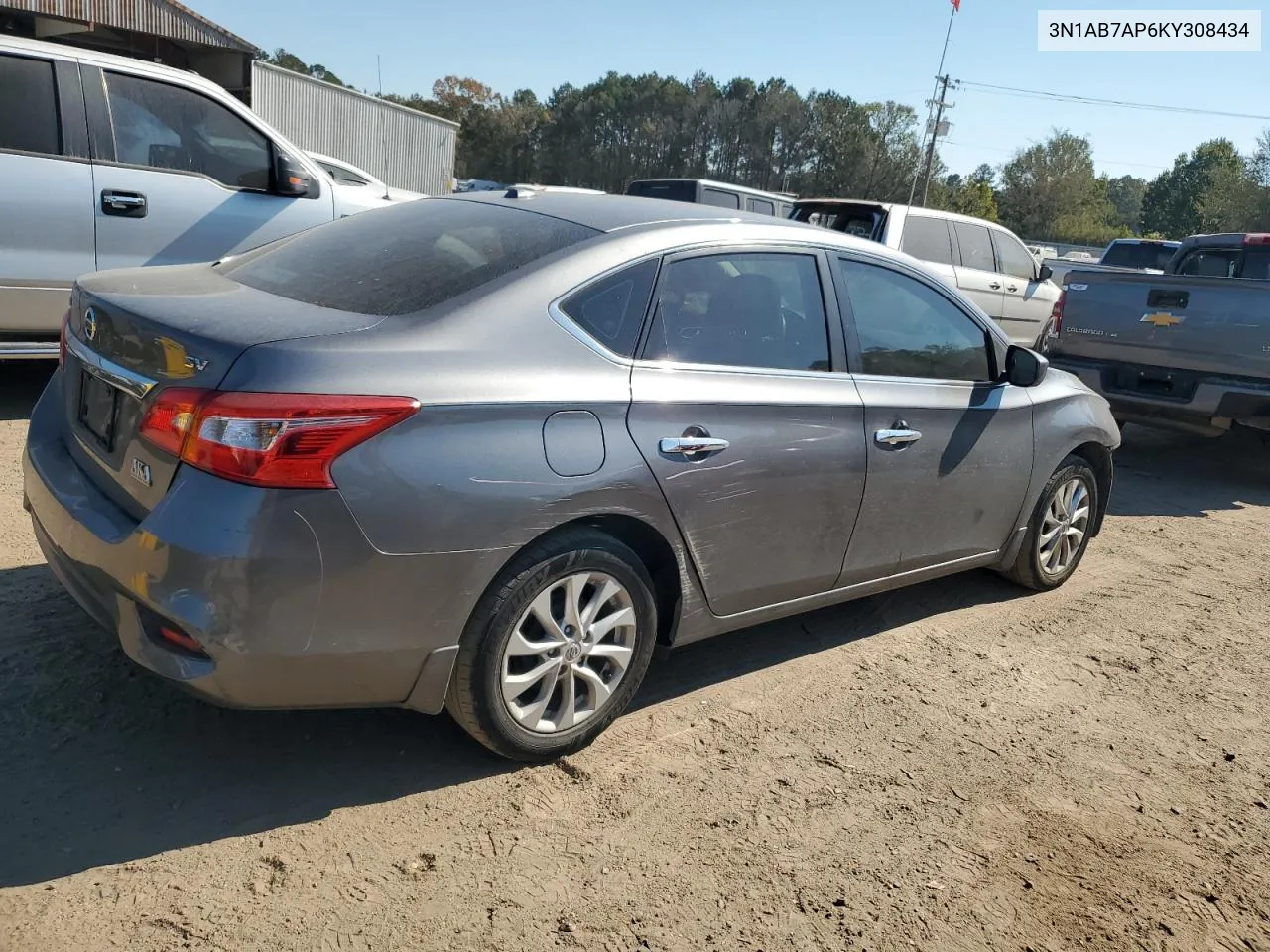 2019 Nissan Sentra S VIN: 3N1AB7AP6KY308434 Lot: 77783154