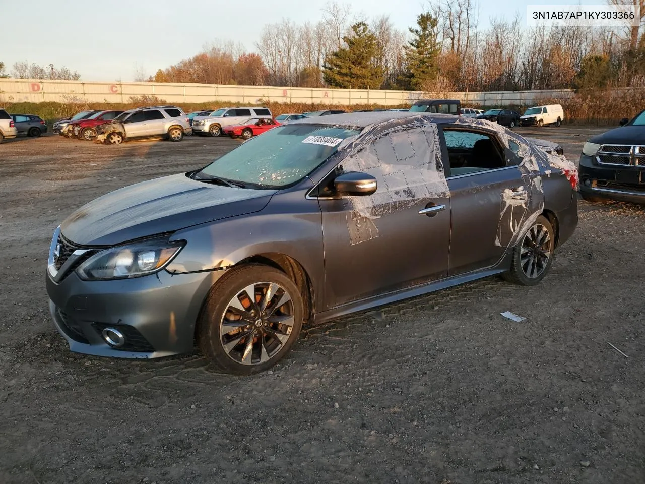 2019 Nissan Sentra S VIN: 3N1AB7AP1KY303366 Lot: 77830404