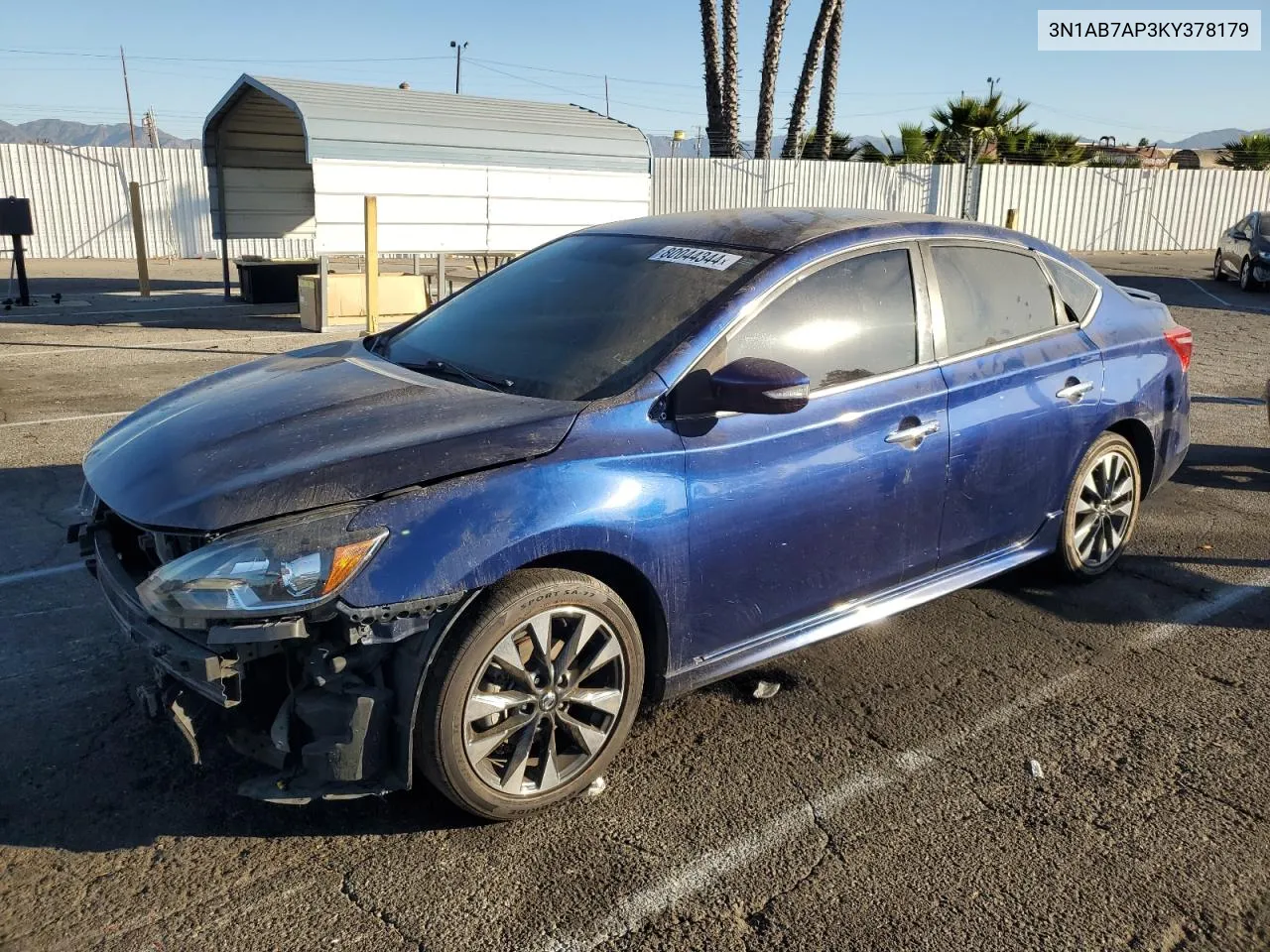 2019 Nissan Sentra S VIN: 3N1AB7AP3KY378179 Lot: 80044344